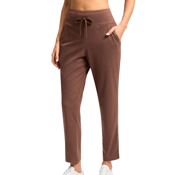 Jalioing High Waist Yoga Pants for Women Solid Stretchy Ankle Length Workout Trousers Drawstring Waist Lounge Pants