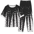 thumbnail image 1 of Mikilon Ensemble Élégant pour Femmes 2 Pcs Imprimé Manches 5/10 Col Rond + Pantalon Décontracté Ensemble Chic et Confortable Manches Courtes Col Rond Noir-C m, 1 of 6