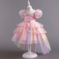 thumbnail image 4 of NiSHUIHAN Robes pour Adolescentes Enfants Robe Princesse en Tulle à Manches Courtes Robe Bébé Fille avec Nœud Rose 120, 4 of 9