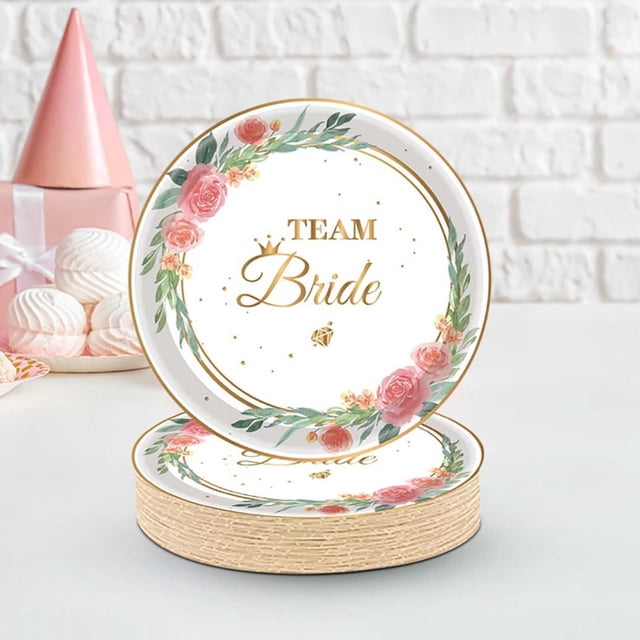 Flower Bride Party Theme Tableware Set Disposable Decorative Tableware Paper Set