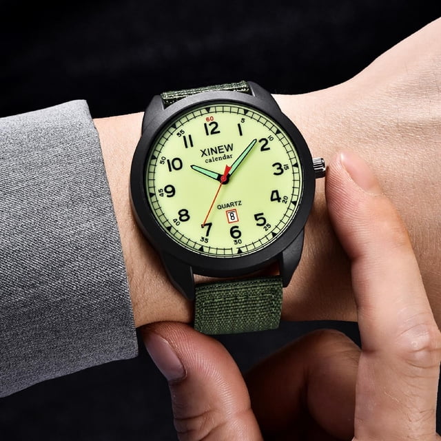 (2-Pack) Rinsvye Quartz Date Nylon Watches Digital Watch Large Numbers Men's Analog Watch Quartz Brew Watches for Men Wrist Men's Watch