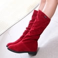 thumbnail image 4 of Liquidation d'Économies d'Hiver! PEZHADA Bottes Mi-Mollet pour Femmes,Bottes pour Femmes,Bottes Rondes à Talon Bas en Suède Rétro Uni Chaud pour Femmes Chaussures Rouge, 4 of 5