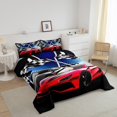 thumbnail image 3 of Erosebridal Ensembles de Couette Voiture de Course Rouge Format Grand, Ensemble de Literie Géométrique Buffalo Couette Grand, Décoration Sports Extrêmes, Réversible, Ultra Doux, 3 Pcs, 3 of 8