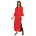 thumbnail image 3 of Moomaya Solid Rayon Kurta For Women bell Sleeve Drawstring Neck Long Ethnic Kurti, 3 of 7