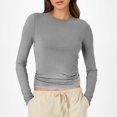 thumbnail image 2 of T-Shirts pour Femmes 2025, T-Shirts Femmes, Hauts Moulants pour Femmes Longs Hauts pour Femmes T-Shirts Manches Col Rond Court Randonnée Chandail à Manches Longues Haut T-Shirt Tee-Shirt Basique Col Roulé T-Shirt Uni Serré Ajusté, 2 of 6