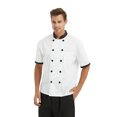 thumbnail image 2 of TopTie Unisex Short Sleeve Cooking Chef Coat Jacket with Adjustable Hat-Black White-S, 2 of 5