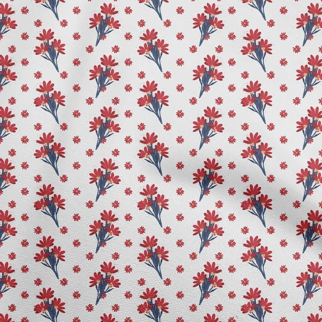 oneOone Polyester Spandex White Fabric Floral Sewing Craft Projects Fabric Prints By Yard 56 Inch Wide