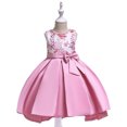 thumbnail image 2 of Robes d'Anniversaire pour Filles, Petites Filles, Couleur Unie, Broderie de Perles, Nœud, Robe de Fête d'Anniversaire à Fleurs, Robes pour Enfants, 2 of 9