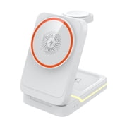 Birdeem Multifunctional Foldable Wireless Charger for Android and Ios Smart Phones Watches Earphones 3 in 1 Magnetic 15W Wireless Fast Charger with Led Light