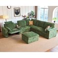 thumbnail image 1 of BEDEEP Canapé Inclinable Électrique 133,9 Pieds' avec Console d'Appui-tête, Canapé Sectionnel en Chenille Moduar Cloud avec Ottoman de Rangement, Canapé Convertible 6 Places pour Salon RV, Vert, 1 of 10