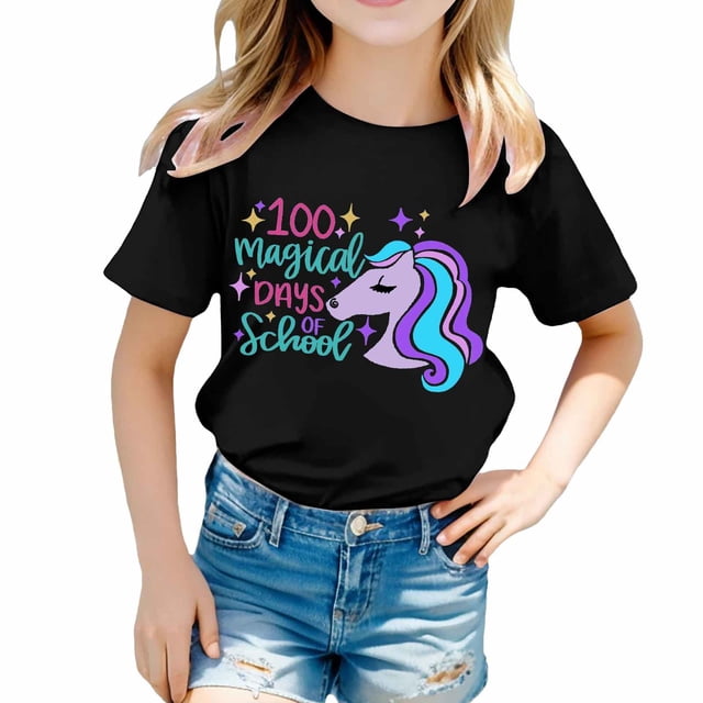 TZEWGL Chemise Mignonne pour Fille Garçon Imprimé Col Rond Manches Courtes Ample pour Bébés Taille 4-5T