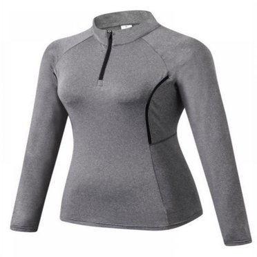 Women Autumn Zipper Long Sleeve Sports Fitness Yoga Training Quick-Drying Clothes T-Shirt Sweater Tops