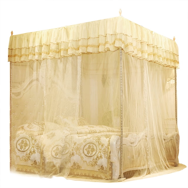 Moustiquaire de lit, princesse de luxe à trois ouvertures latérales Rideau de lit à baldaquin Filet à baldaquin Literie moustiquaire pour lits simples à king size Hamacs Berceaux Chambre(180x200x200)
