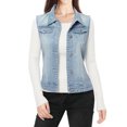 thumbnail image 1 of INSPIRE CHIC Women's Washed Denim Button Sleeveless Vest Jacket with Pockets XS Sky Blue, 1 of 6