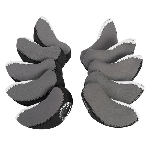 10 Pieces Golf Club Neoprene Iron Head Cover Transparent Window Set