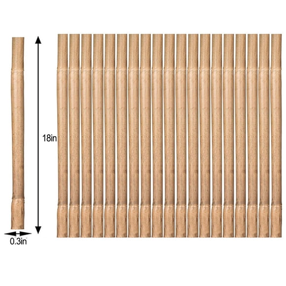 MYG for Natural Plant Support Stakes 20-Pack - Reusable Sturdy Garden Stakes for Vines, Climbers, Vegetables - Flexible Bamboo Poles 18 Inches - Plant Ties