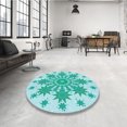 thumbnail image 4 of Ahgly Company Tapis Rond Lavable en Machine Intérieur Transitionnel Bleu, 8 Pieds Rond, 4 of 7