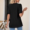 thumbnail image 4 of RKSTN Womens Tops 2024 Fashion Mesh Breathable Short Sleeve V-Neck Blouse Tops Comfortable Temperament Solid Color Tops, 4 of 4