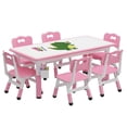 thumbnail image 2 of GloryStar Height Adjustable Kids Table and 6 Chairs Set - Graffiti Desktop, Easy-to-Clean Arts & Crafts Table with Non-Slip Legs, Detachable Storage Box for Daycare, Classroom, and Home, 2 of 8