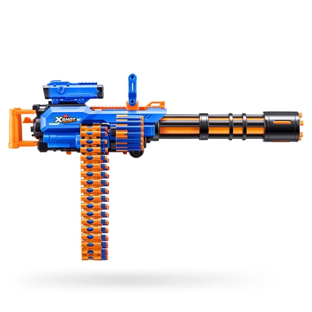 X-Shot Insanity Rage Fire Motorisé – Blaster Fou Avec Trépied, 86 Fléchettes Dont 40 Sur Courroie, Portée De 27 M, Stockage Intégré – ZURU