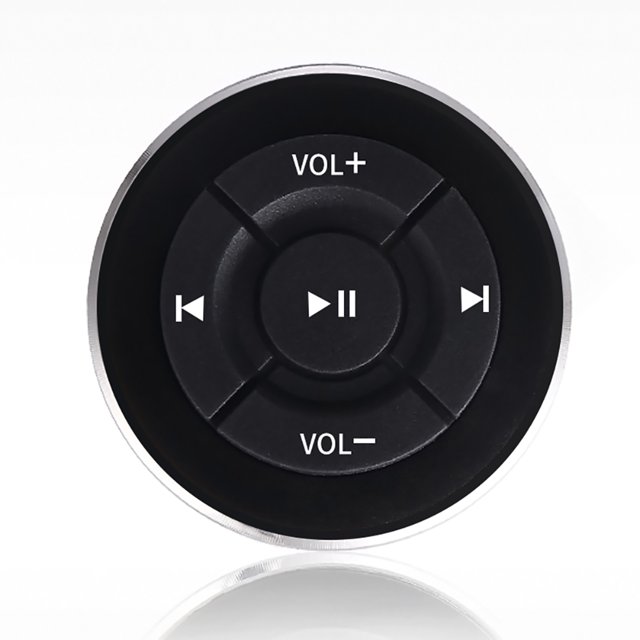 BT Media Button, Steering Wheel Phone Remote Control, Cordless IPX7 Waterproof, Stereo, Audio,& Camera for Car Bike Motorbike