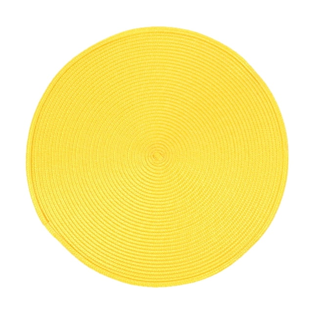 yulier 15 inch Round Woven Placemats Non Slip Heat Resistant Round Table Mats Washable Place Mats for Kitchen Dining Table Party Decoration, Yellow