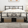 thumbnail image 2 of Yaheetech Graceful Scroll Metal Platform Bed with Headboard and Footboard, Queen, Black, 2 of 9