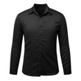 thumbnail image 1 of RXIRUCGD Blouse pour Homme, Mode Décontractée, Couleur Unie, Boutons, Manches Longues, Col Rabattu, Noir, Taille : TG, 1 of 4
