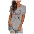 thumbnail image 1 of AMERTEER CieKen Femmes Mignon Visage Bunny Lunettes T-Shirt Imprimé Manches Courtes Col Rond Hauts T-Shirt pour Femmes, 1 of 6