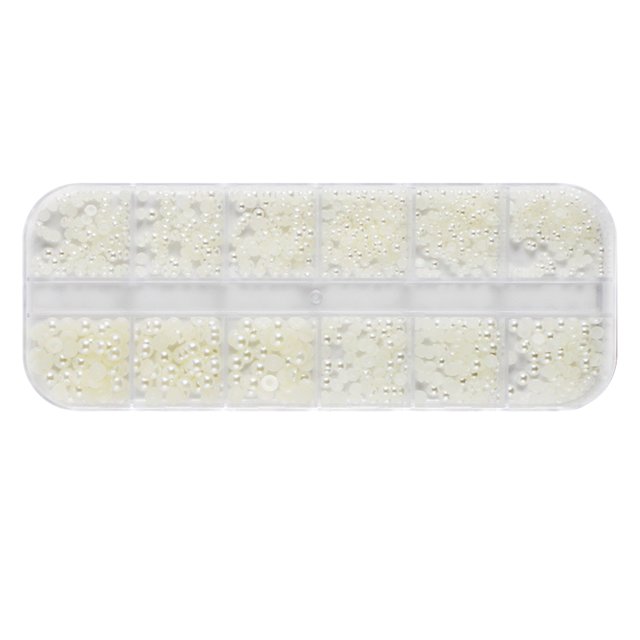 WIFKLSIIPG Décorations d'Art des Ongles Simples Perles Taille Mèches Mixtes Cercle Complet Demi-Cercle Fond Plat Perles d'Ongles
