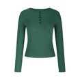 thumbnail image 4 of Yuyuzo Chemises à Manches Longues pour Femmes Col Rond Boutons Couleur Unie Ajustée Basique pour Sortir, 4 of 7