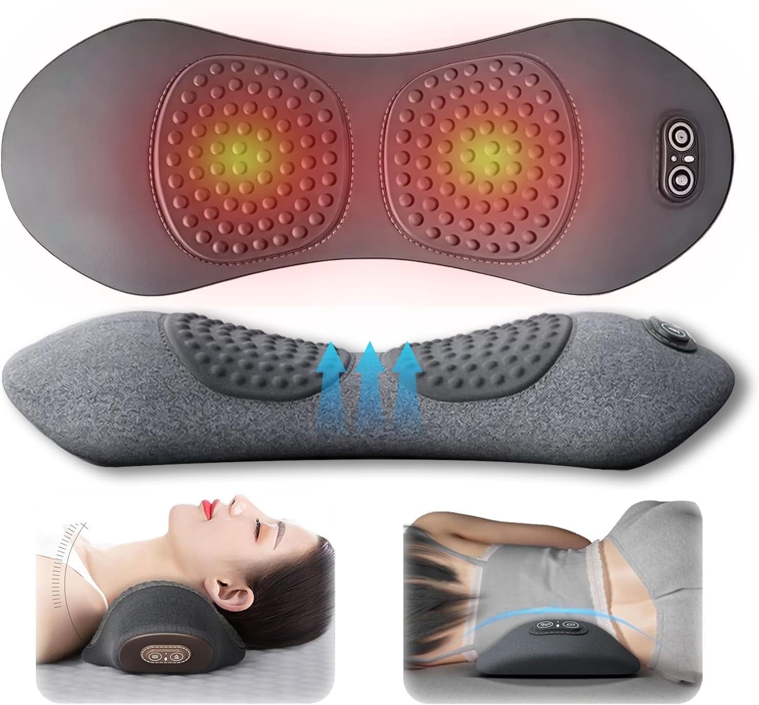 Triple Fusion Back Massager, 2026 New Triple Fusion Massager for Sciatica, with Electric Traction Lifting & Heat Compress, All-Round Support, Relieve Neck/Shoulder Discomfort