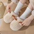 thumbnail image 4 of Mens and Womens Couple Furry Slippers Fluffy Plush Cute Ears Memory Foam Thick Bottom Soft Sole Comfortable Non-Slip Warm Winter Home Slippers Khaki, 4 of 9