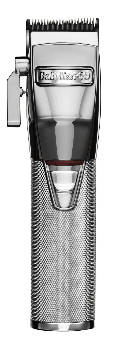 Tondeuse BaBylissPRO SilverFX métallique, filaire/sans fil, moteur brushless, batterie lithium‑ion et 6 guides de coupe