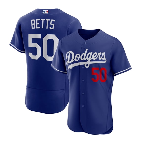 Baseball League MLB Dodgers Jersey 50 Mookie Betts Embroidered Baseball Jersey 50#Betts-Royal Elite Edition with small print—HU