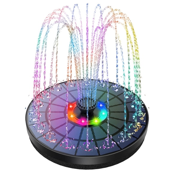 AISITIN 5.5W LED Solar Fountain Pump Upgraded Solar Bird Bath Fountain Diameter 8.27inch Solar Water Fountain with 7 Nozzles Solar Powered