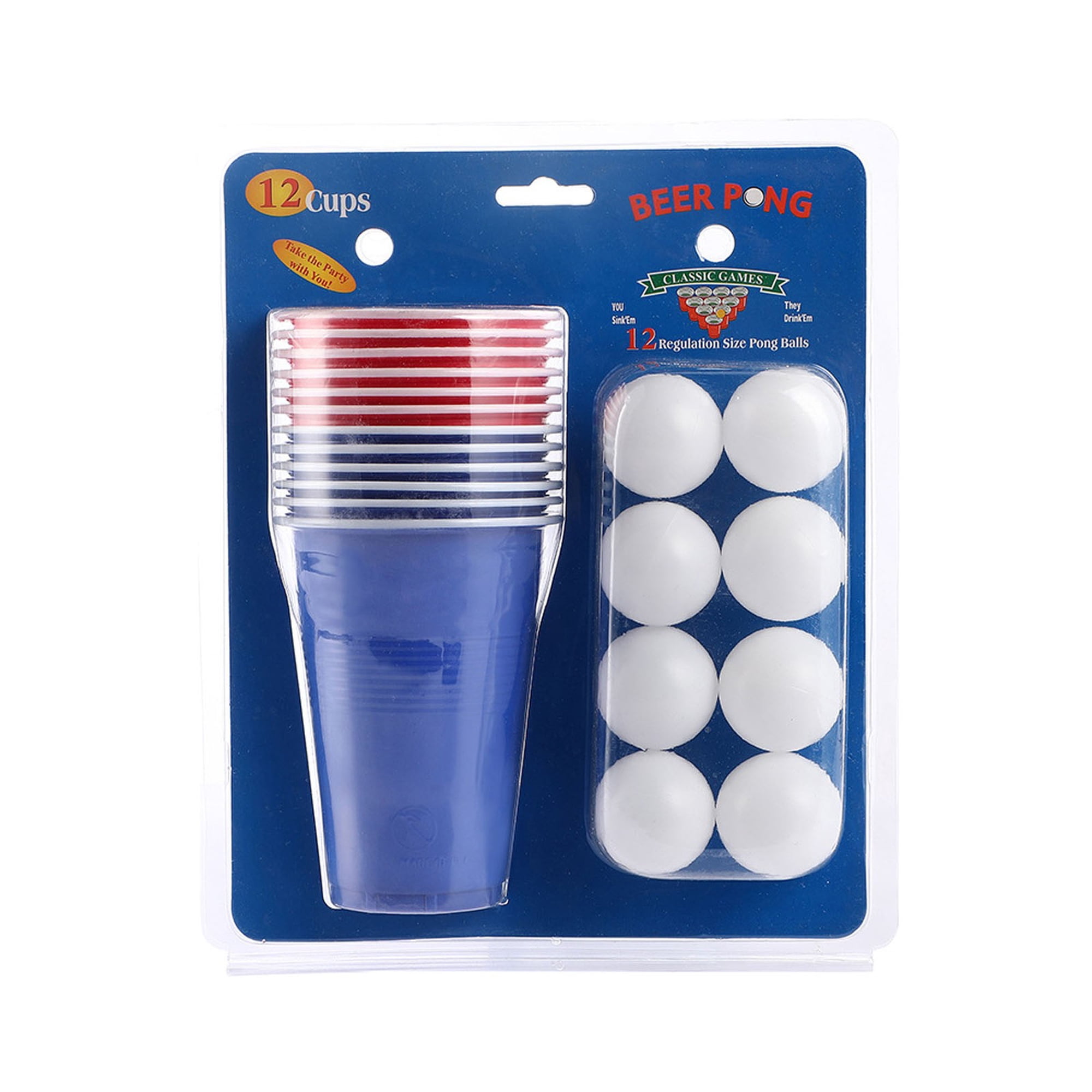 Kit Beer Pong 24 Pièces – 12 Gobelets Bleu/rouge + 12 Balles – Pour Soirées Entre Potes