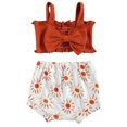 thumbnail image 1 of Xingqing 2PCS Infant Baby Girls Solid Color Bow Tank Tops with Printed Triangle Shorts, 1 of 9
