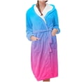 thumbnail image 3 of Meichang Women's Plush Fleece Robe Gradient Long Sleeve Shawl Collar Winter Bathrobe Mid Length Soft Fuzzy Fluffy Robe with Belt Loungewear, 3 of 4