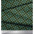 thumbnail image 2 of Soimoi Green Crepe Silk Fabric Square & Triangle Geometric Print Fabric by the Yard 42 Inch Wide, 2 of 3