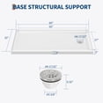 thumbnail image 3 of 60"x32" Shower Pan with Right Drain – Anti-Slip Acrylic/PVC Shower Base, Easy Install with ABS Drain Kit & Steel Cap, White, 3 of 8