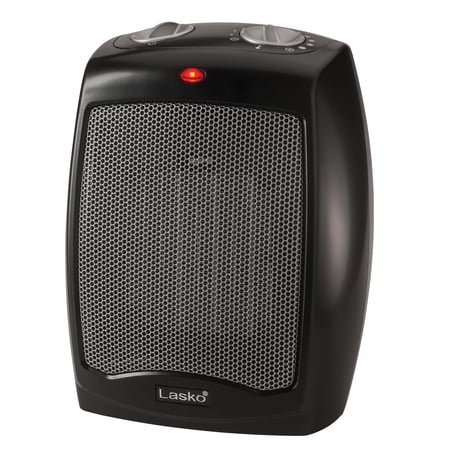 Lasko CD09250 Ceramic Adjustable Thermostat Tabletop or Under-Desk Heater, 9 Inches High, Black