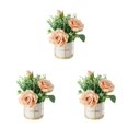 thumbnail image 1 of relayinert Simulation Flower Set Low Maintenance Easy To Clean Fake Peony Silk Hydrangea Flower Silk Artificial Flowers With Vase rose Champagne 3Set, 1 of 6
