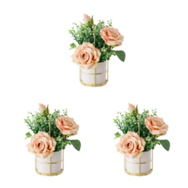 relayinert Simulation Flower Set Low Maintenance Easy To Clean Fake Peony Silk Hydrangea Flower Silk Artificial Flowers With Vase rose Champagne 3Set