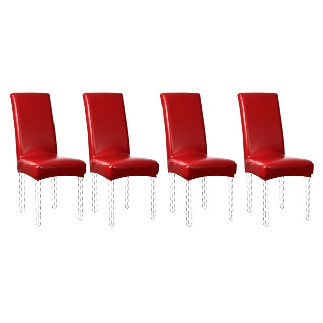 Unique Bargains 4PCS Artificial PU Leather Dining Chair Seat Cover Waterproof Oilproof Chair Slipcovers