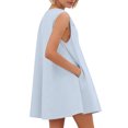thumbnail image 3 of Mceream Robes pour Femmes Grande Taille avec Poches Décontractées Ligne A Fluides Robes Débardeur Été Sans Manches Col en V Ourlet à Volants Fête Froncée Robe Courte Bleu Clair m, 3 of 8