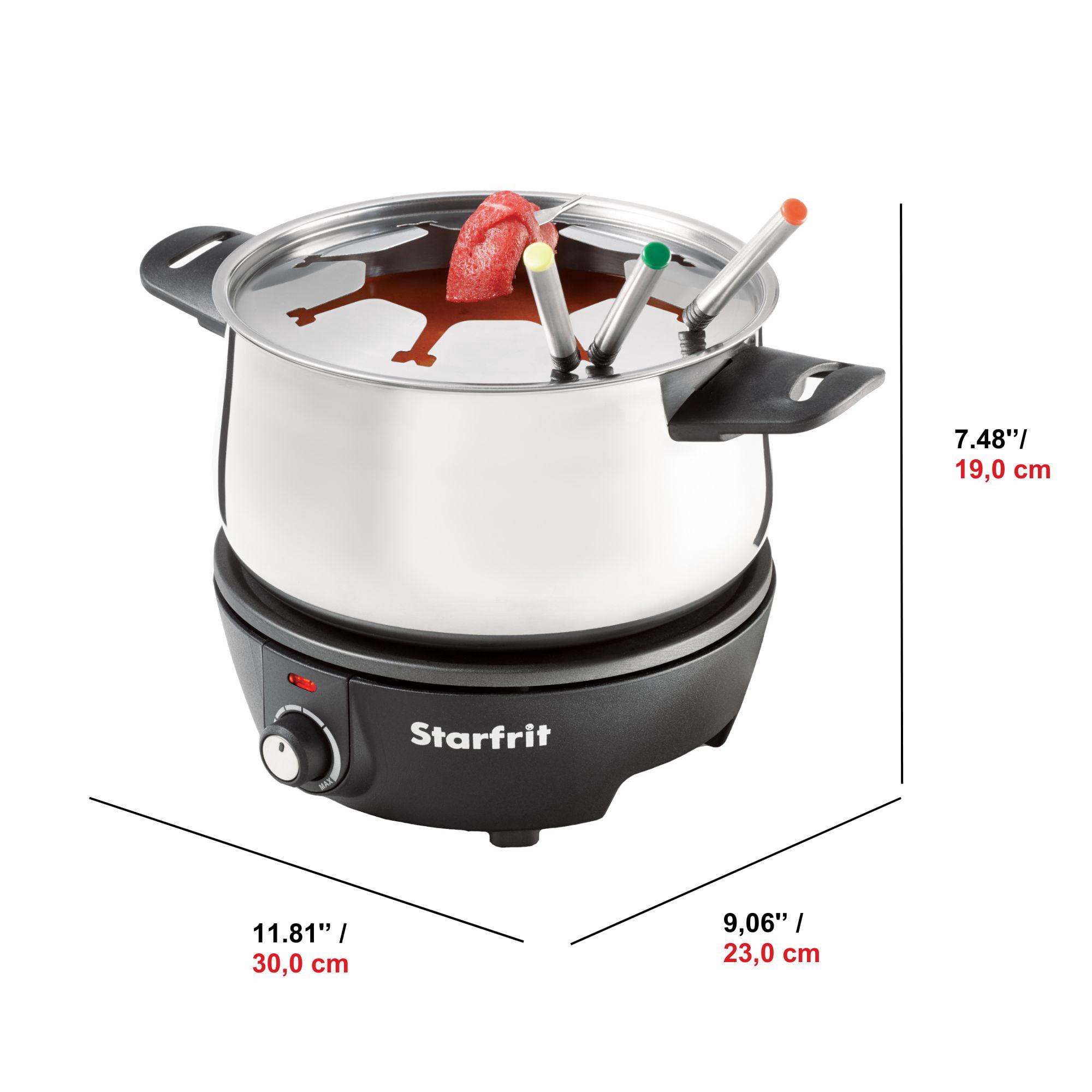 Starfrit Ensemble À Fondue Électrique 12 Pièces, Capacité 3L, Cordon Magnétique, Température Réglable, 1500W , Parfait pour Fromage & Chocolat