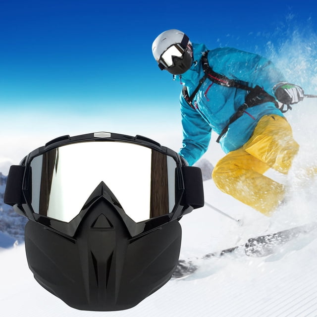 Snow Goggles Motorcycle Helmet Goggles Mask | Windproof Ski Goggles with Removable Face Mask for Winter Sports | Anti Fog UV Protection Lenses for Skiing Snowboarding Riding