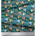 thumbnail image 3 of Soimoi Velvet Fabric Cute Elephant Kids Print Sewing Fabric Yard 58 Inch Wide, 3 of 3