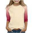 thumbnail image 1 of SERTG T-Shirt Mode Enfant Col Rond Manches 3/4 Imprimé Col Rond pour Été et Printemps 4-15 Ans (Kaki3,4 Ans), 1 of 7